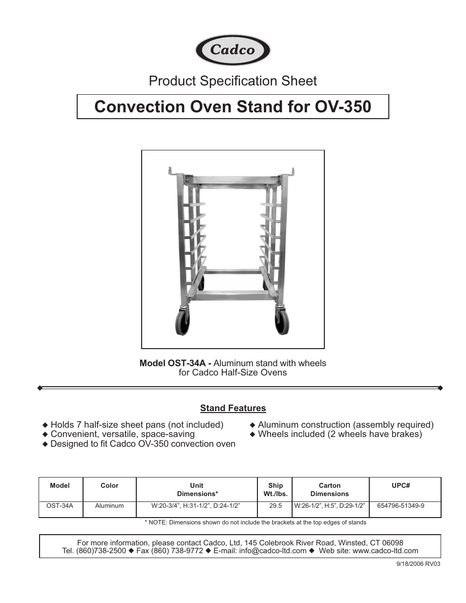 Cadco OST-34A User Manual | 1 page