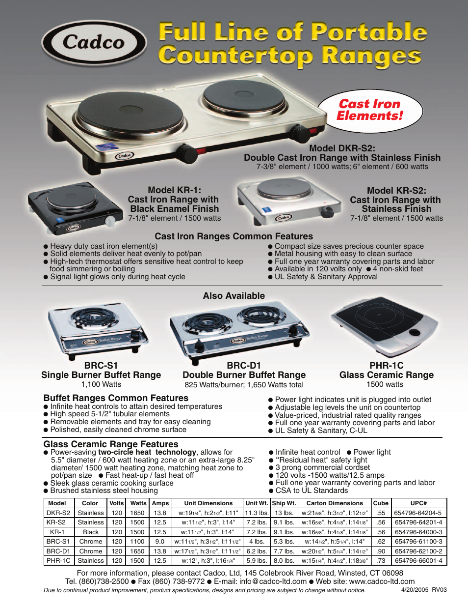 Cadco KR-1 User Manual | 1 page