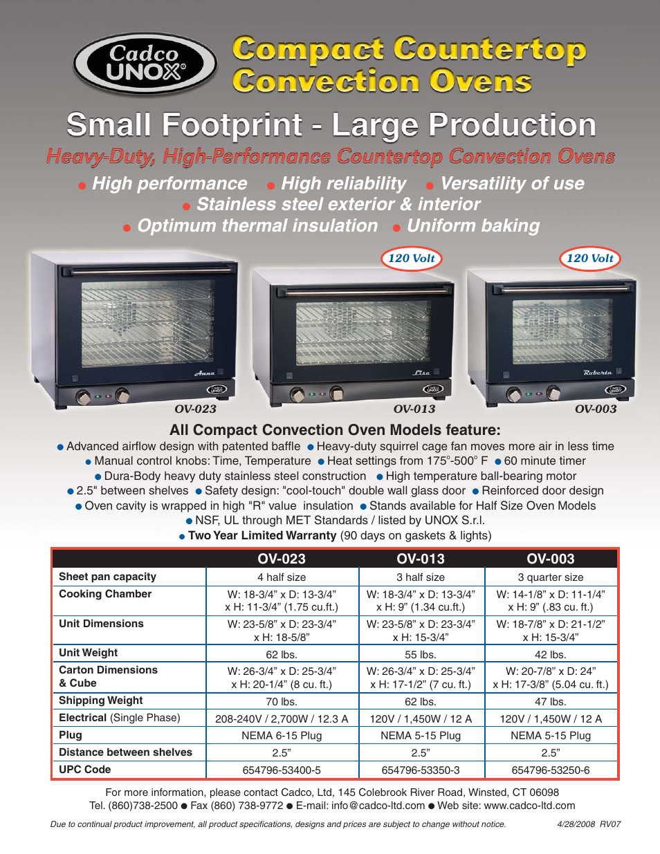 Cadco OV-023 User Manual | 1 page