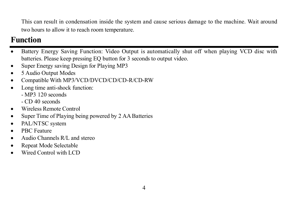 Function | Hyundai H-CD7002 User Manual | Page 4 / 50