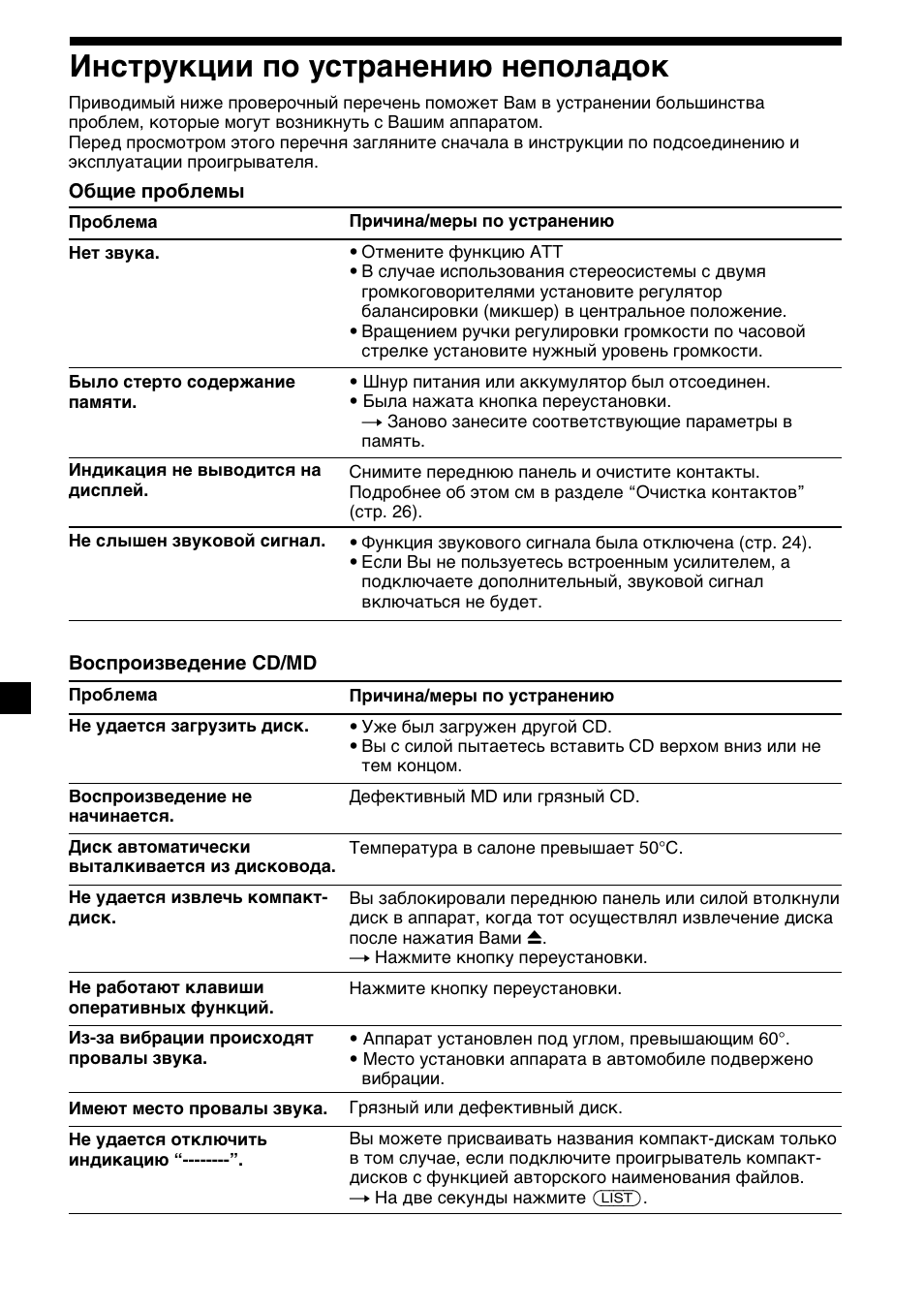 28 инструкции по устранению неполадок | Sony CDX-C5000R User Manual | Page 148 / 150