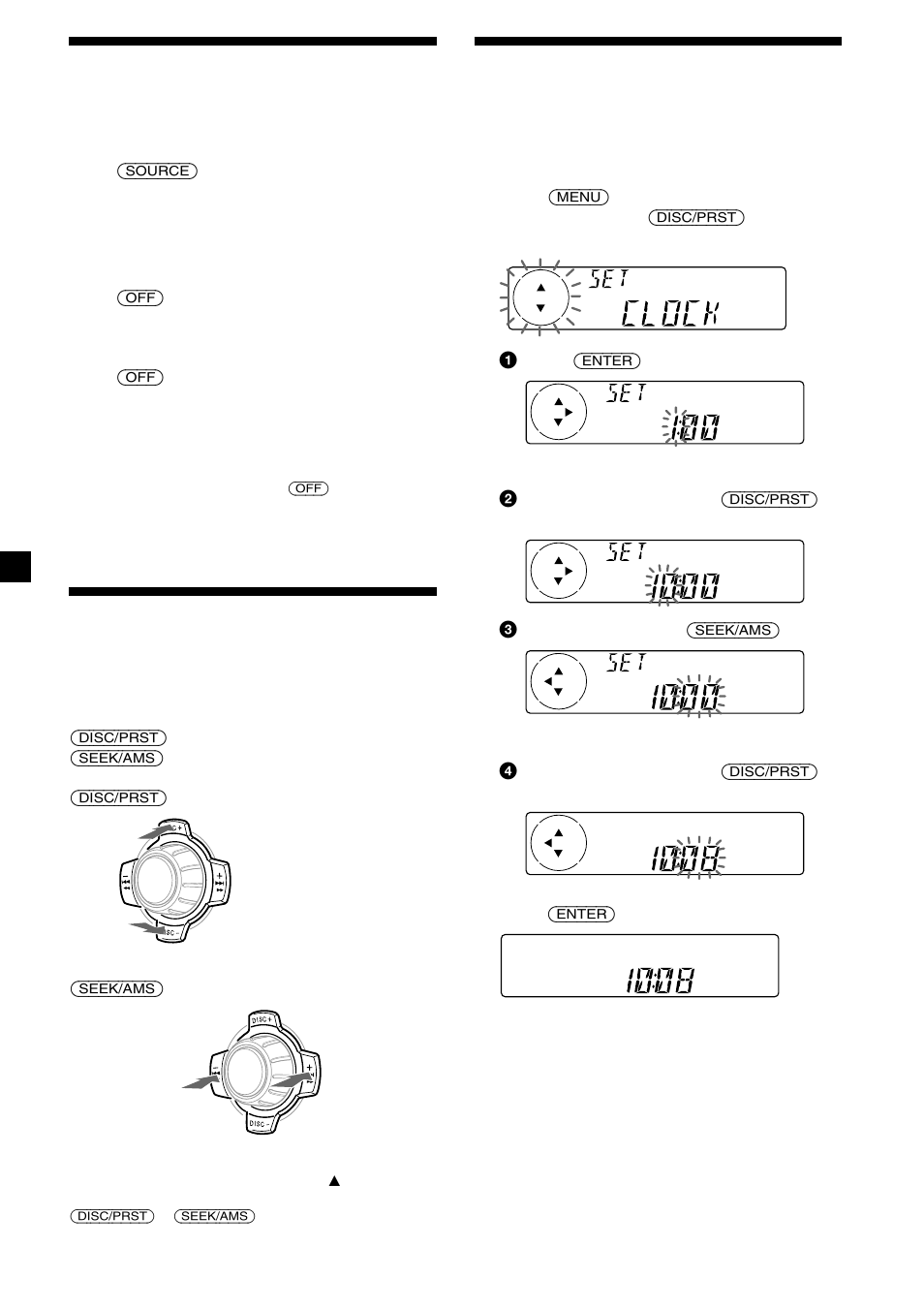 8activación/desactivación de la unidad, Utilización del menú, Ajuste del reloj | Sony CDX-C5000R User Manual | Page 38 / 150