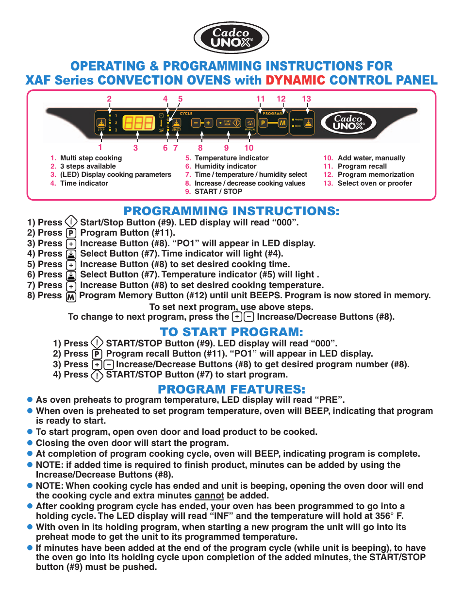 Cadco XAF Series User Manual | 1 page