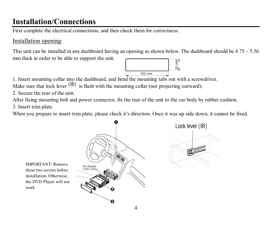 Installation/connections | Hyundai H-CMD7074 User Manual | Page 4 / 75