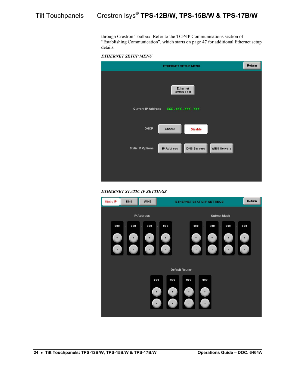 Tilt touchpanels crestron isys | Crestron electronic TPS-17B/W User Manual | Page 28 / 62