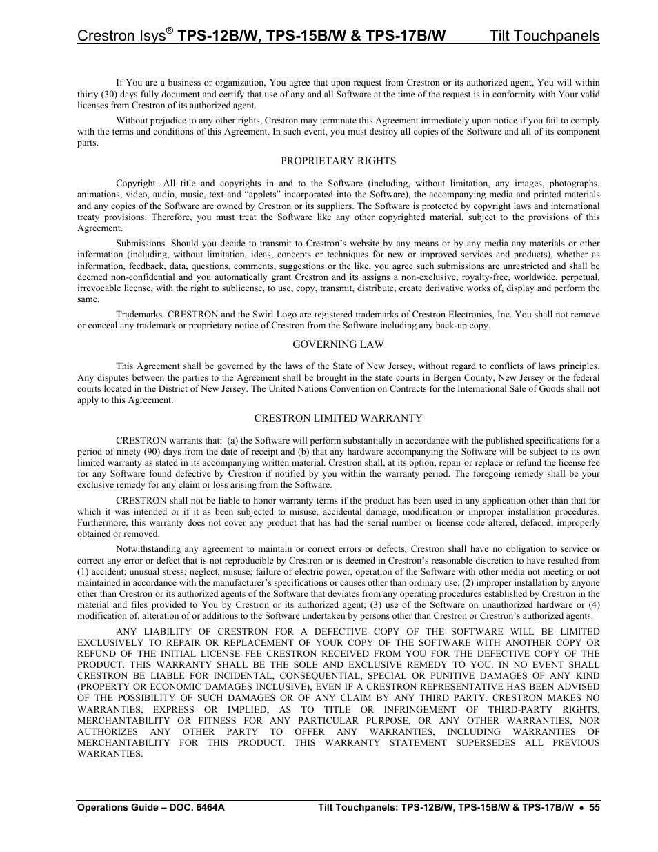 Crestron isys | Crestron electronic TPS-17B/W User Manual | Page 59 / 62