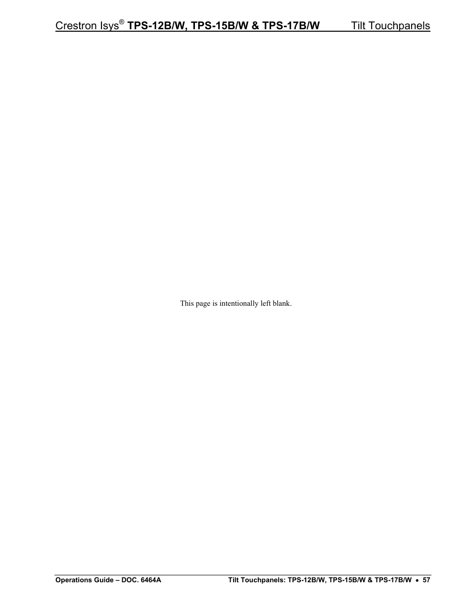 Crestron isys | Crestron electronic TPS-17B/W User Manual | Page 61 / 62