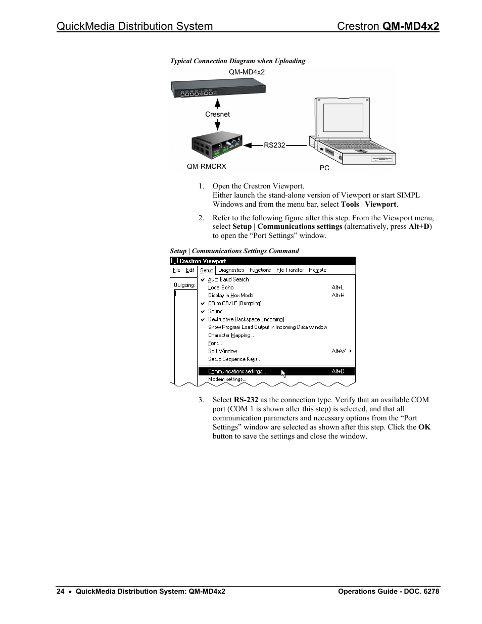 Quickmedia distribution system crestron qm-md4x2 | Crestron electronic QUICK MEDIA DISTRIBUTION CENTER QM-MD4X2 User Manual | Page 28 / 40