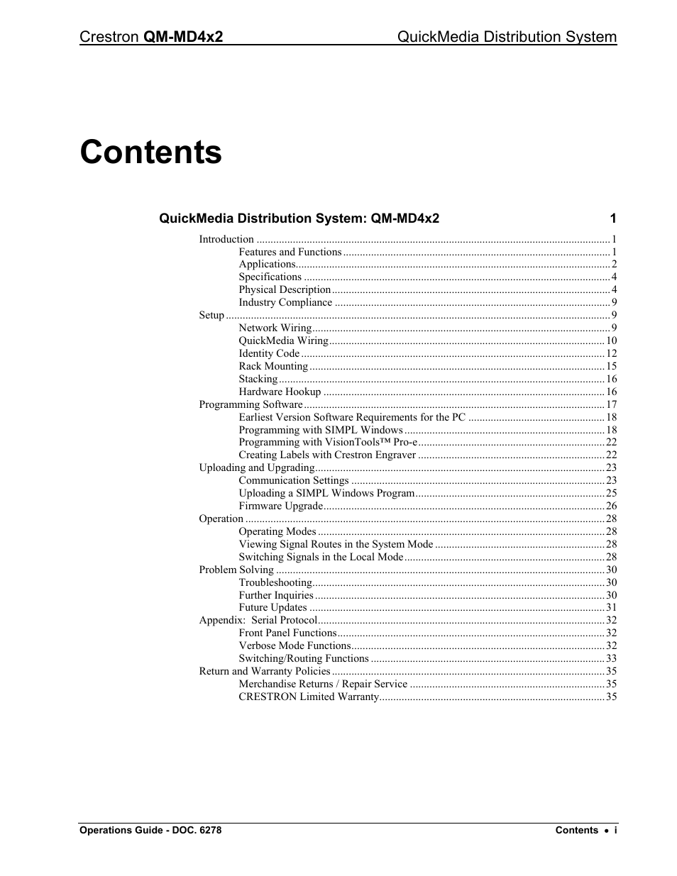 Crestron electronic QUICK MEDIA DISTRIBUTION CENTER QM-MD4X2 User Manual | Page 3 / 40