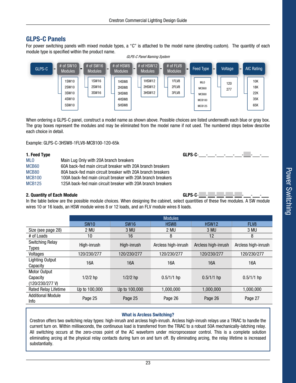 Power switching, Glps-c panels | Crestron electronic Green Light GLPS-HSW-FT User Manual | Page 27 / 84