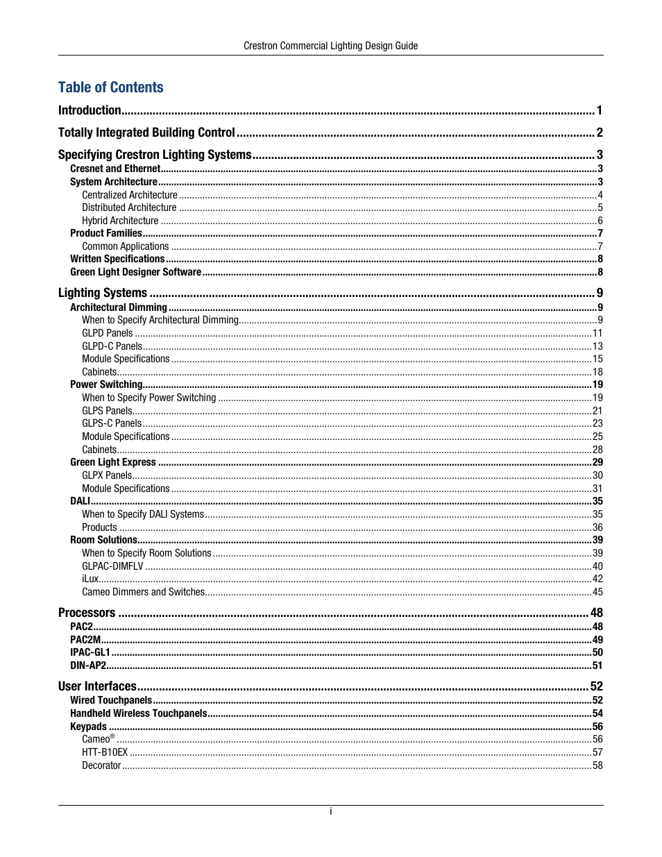 Crestron electronic Green Light GLPS-HSW-FT User Manual | Page 3 / 84