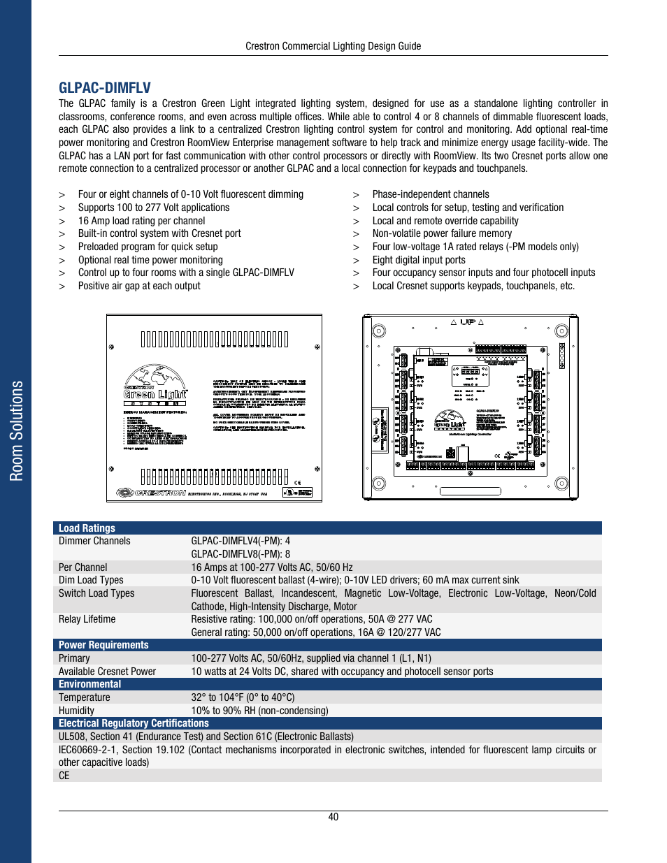 Room soluti ons, Glpac-dimflv | Crestron electronic Green Light GLPS-HSW-FT User Manual | Page 44 / 84