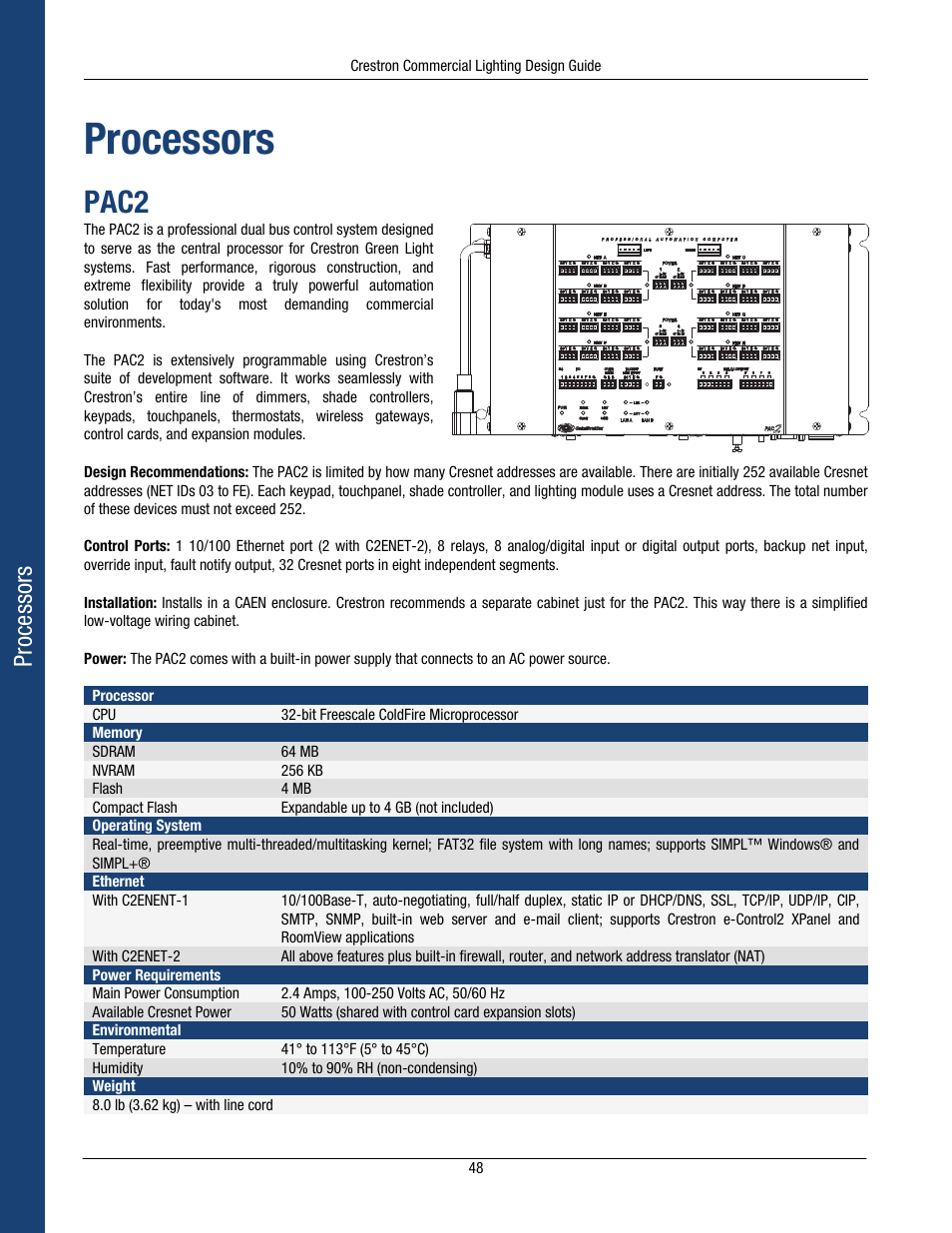 Pac2, Processors | Crestron electronic Green Light GLPS-HSW-FT User Manual | Page 52 / 84
