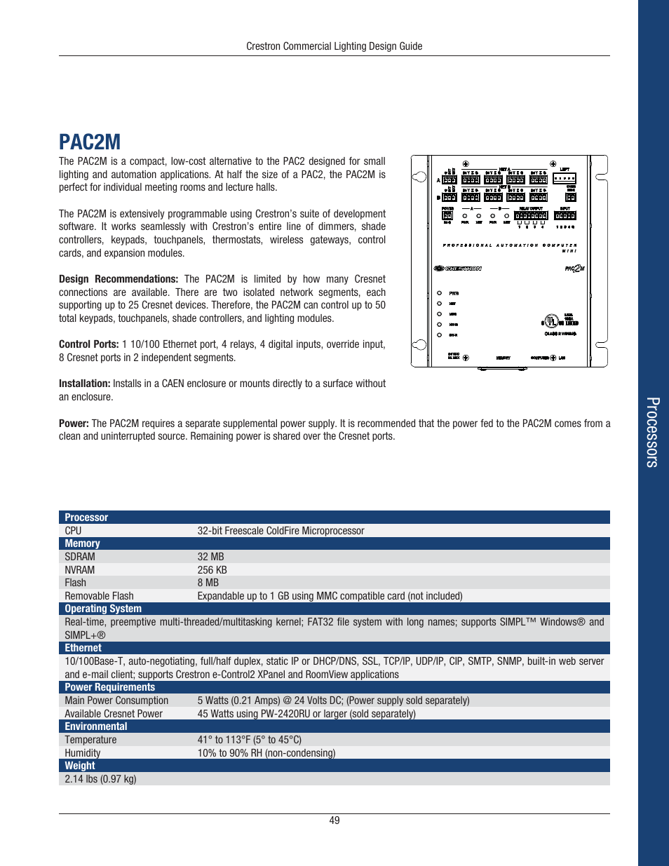 Pac2m, Processors | Crestron electronic Green Light GLPS-HSW-FT User Manual | Page 53 / 84