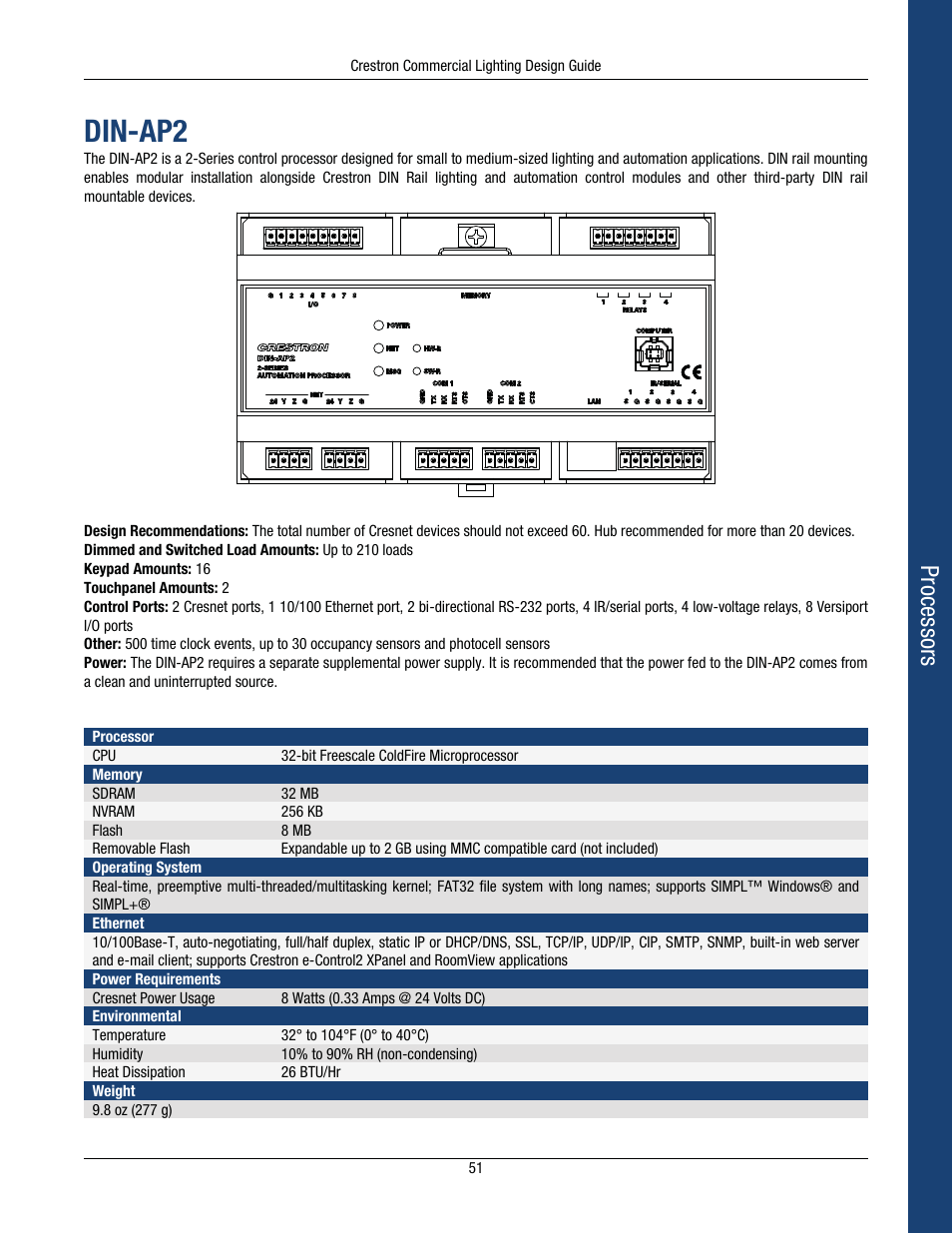 Din-ap2, Processors | Crestron electronic Green Light GLPS-HSW-FT User Manual | Page 55 / 84