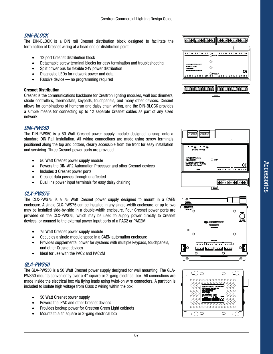 Accessories | Crestron electronic Green Light GLPS-HSW-FT User Manual | Page 71 / 84