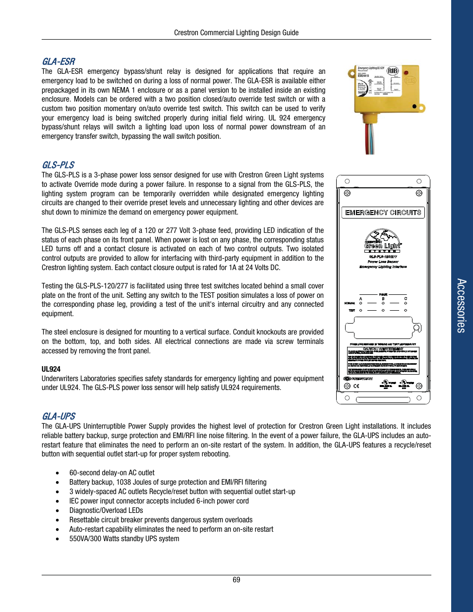 Accessories | Crestron electronic Green Light GLPS-HSW-FT User Manual | Page 73 / 84