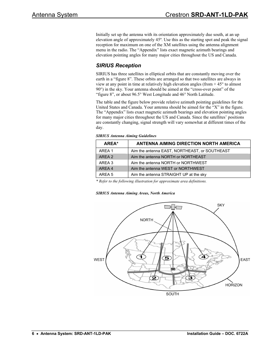Sirius reception, Antenna system crestron srd-ant-1ld-pak | Crestron electronic Antenna System SRD-ANT-1LD-PAK User Manual | Page 10 / 16
