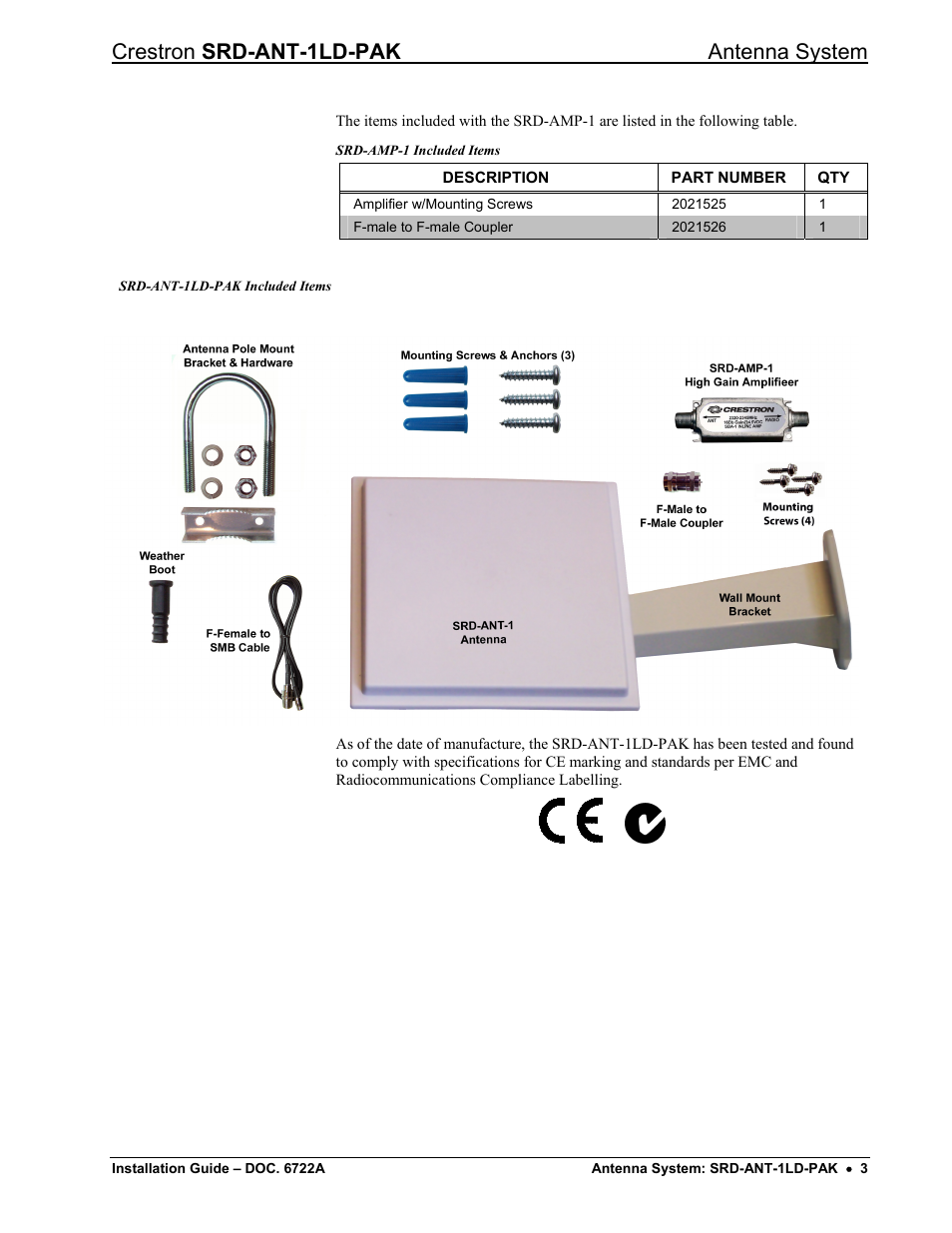 Industry compliance, Crestron srd-ant-1ld-pak antenna system | Crestron electronic Antenna System SRD-ANT-1LD-PAK User Manual | Page 7 / 16
