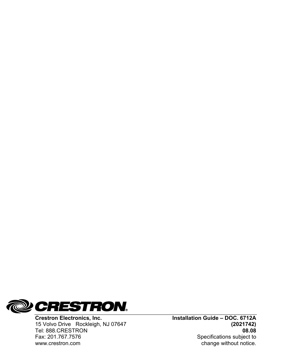 Crestron electronic Network Device PWE-4803RU User Manual | Page 12 / 12