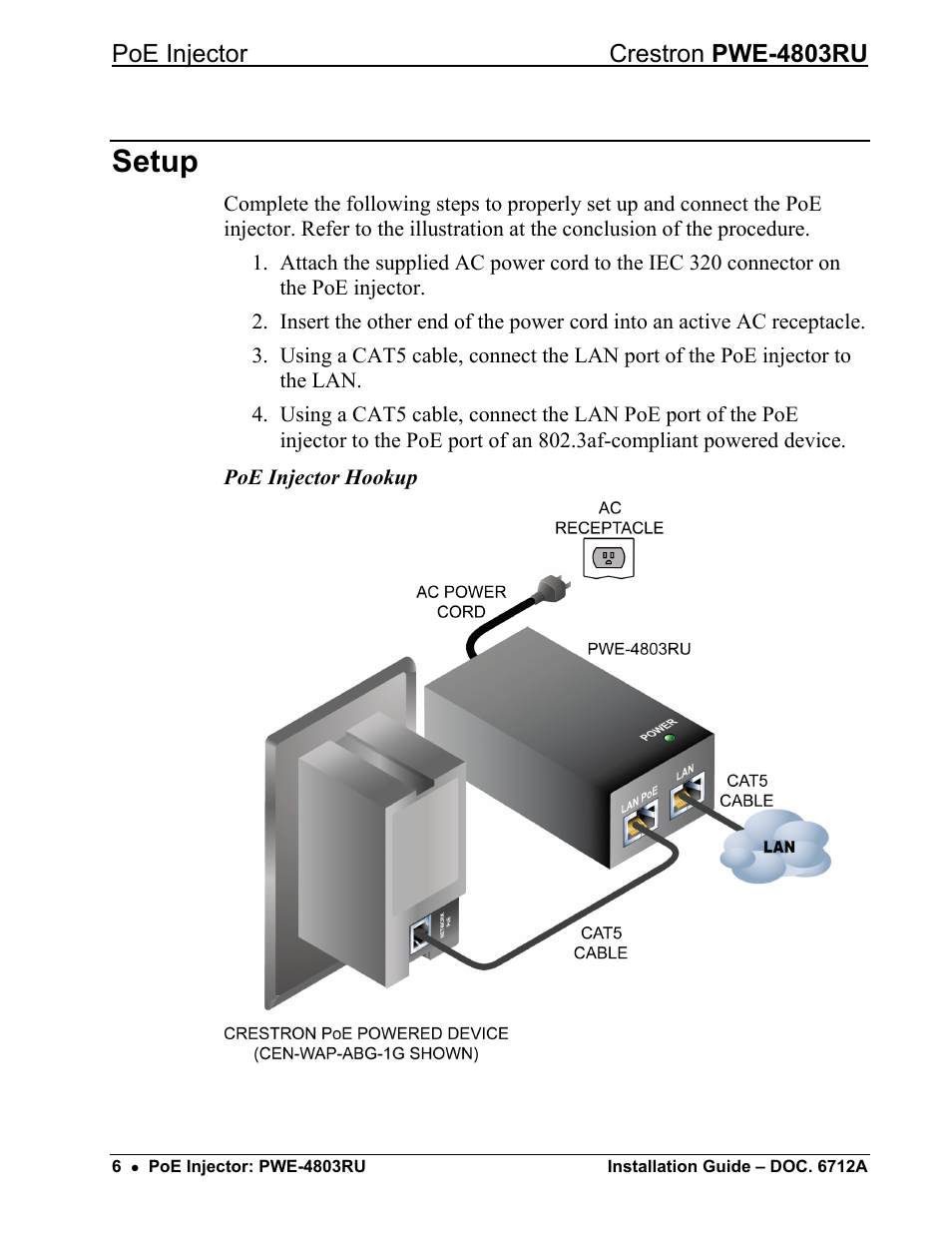 Setup | Crestron electronic Network Device PWE-4803RU User Manual | Page 8 / 12