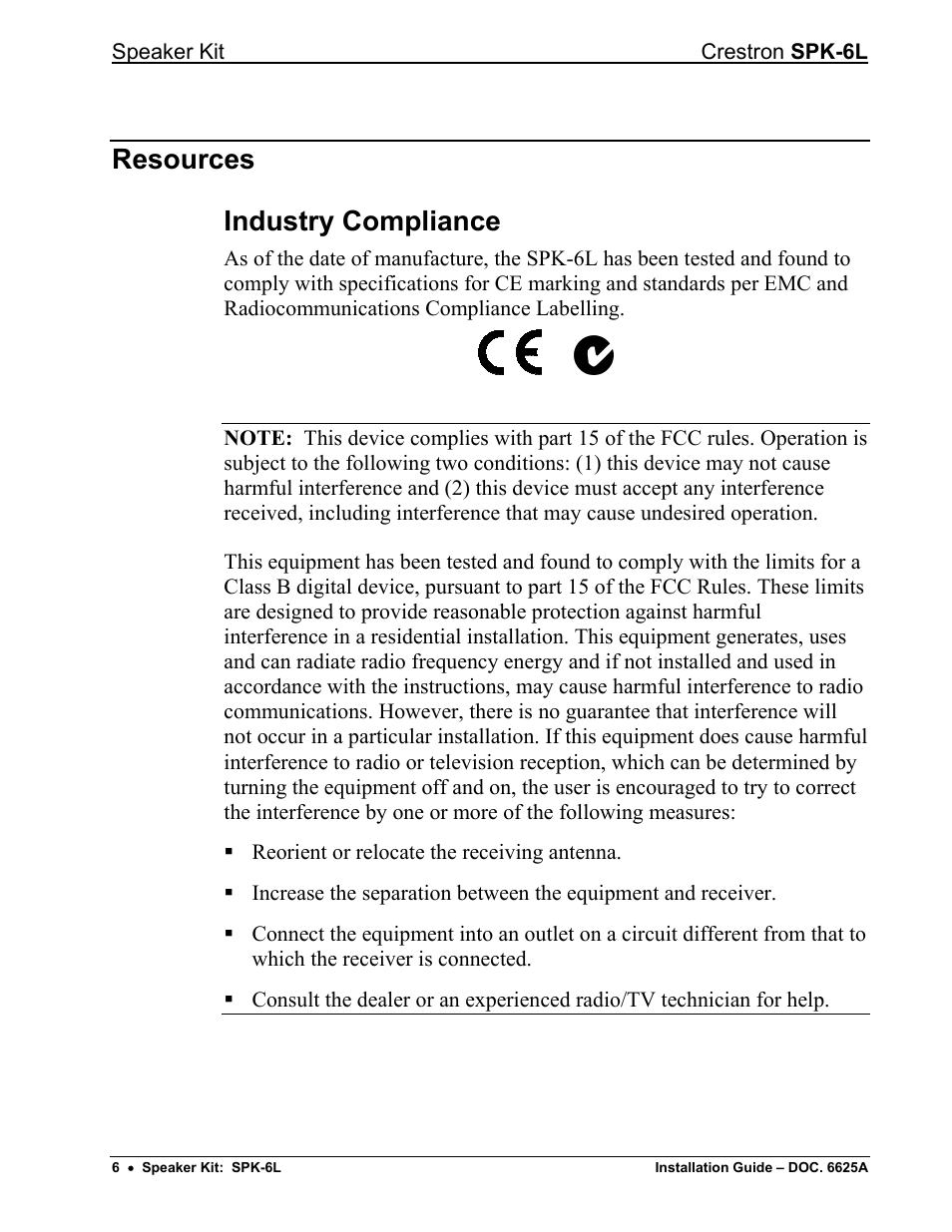 Resources, Industry compliance, Resources industry compliance | Crestron electronic SPK-6L User Manual | Page 8 / 12