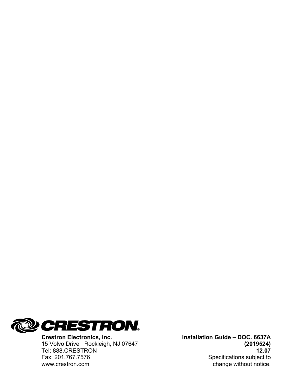 Crestron electronic Mud Ring Mount Kit for Cameo 2 MMK-CBF-T User Manual | Page 12 / 12