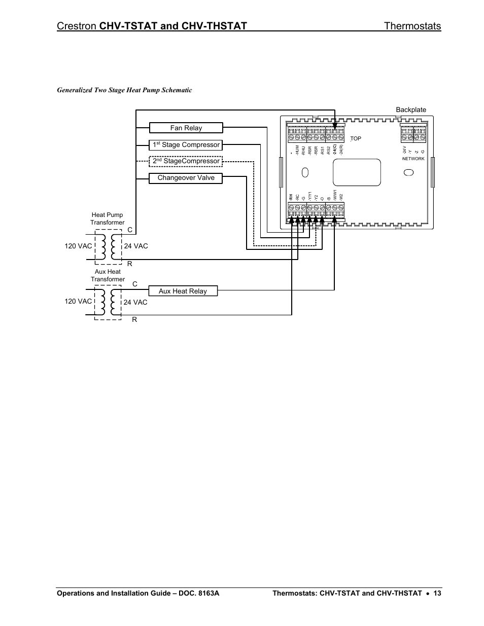 Crestron chv-tstat and chv-thstat thermostats, Generalized two stage heat pump schematic | Crestron electronic CHV-THSTAT User Manual | Page 17 / 48