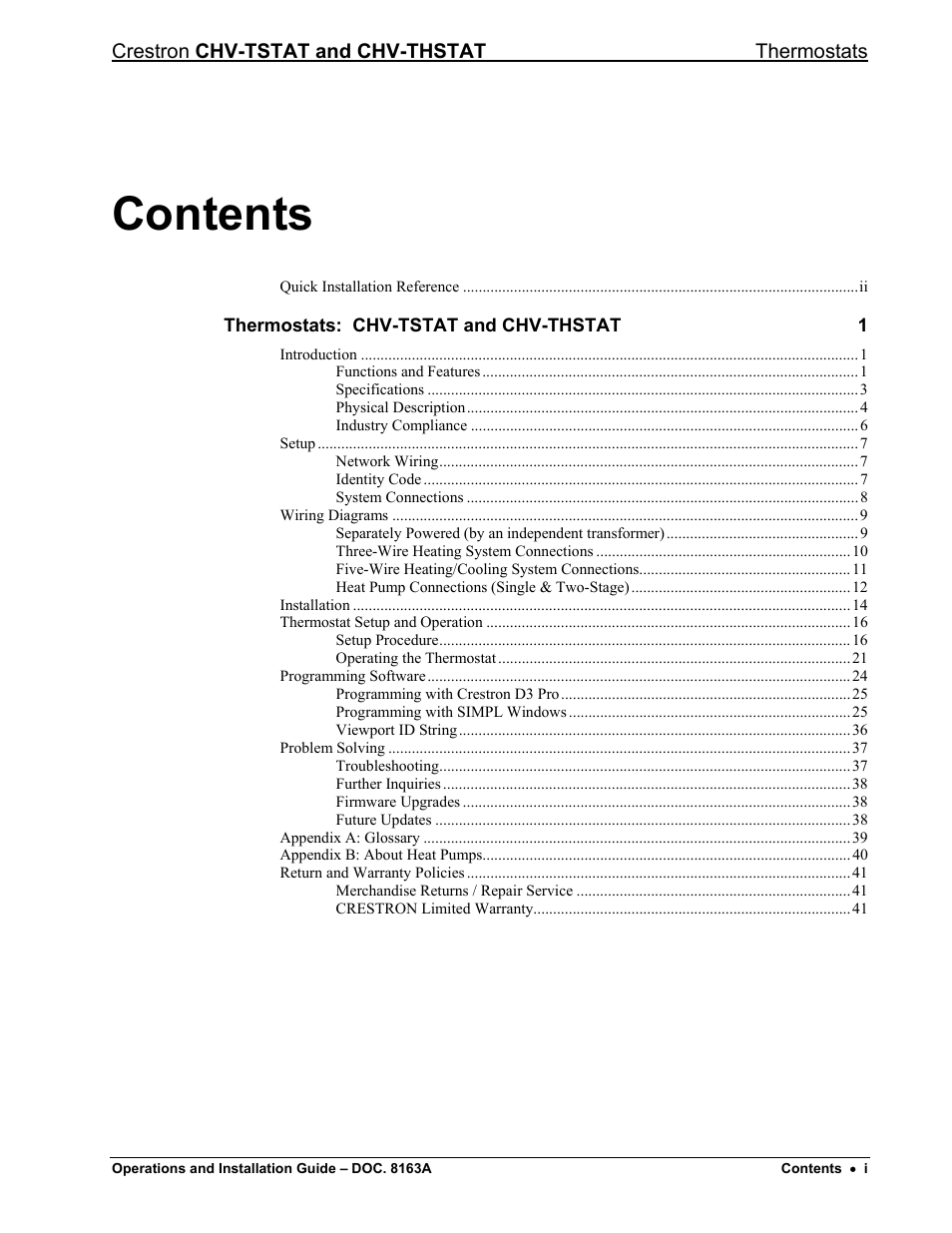 Crestron electronic CHV-THSTAT User Manual | Page 3 / 48