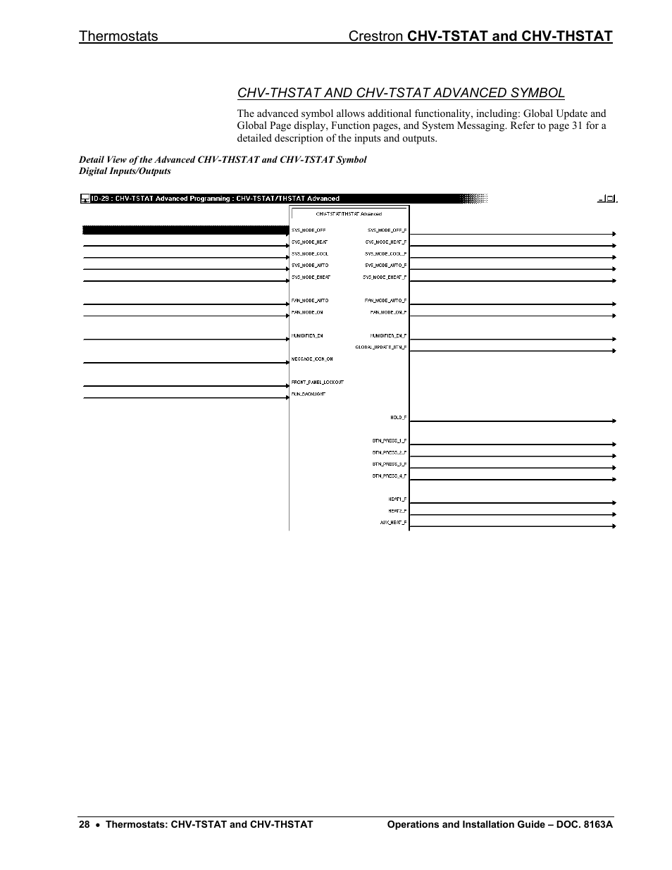 Chv-thstat and chv-tstat advanced symbol, Thermostats crestron chv-tstat and chv-thstat | Crestron electronic CHV-THSTAT User Manual | Page 32 / 48