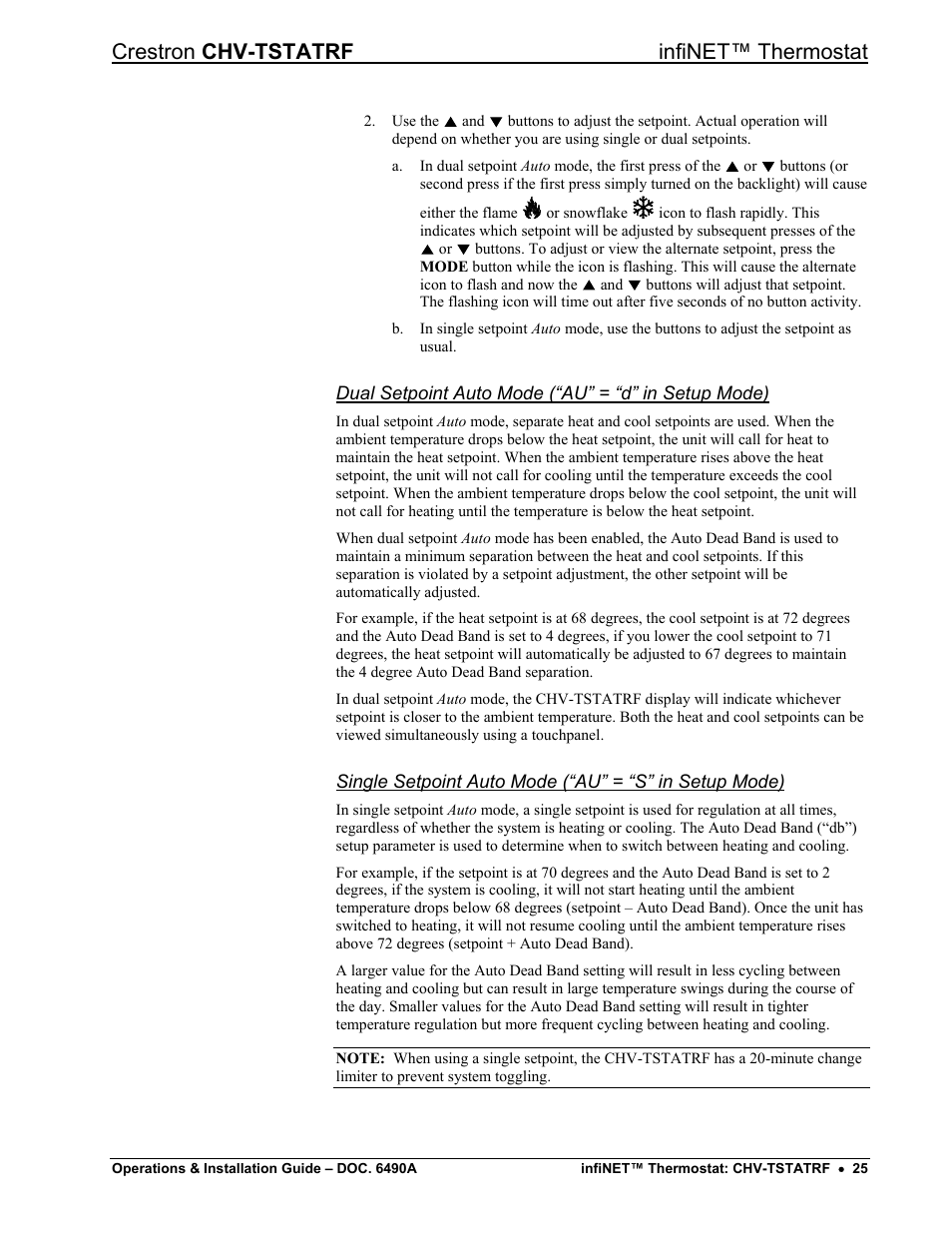 Crestron chv-tstatrf infinet™ thermostat | Crestron electronic CHV-TSTATRF User Manual | Page 29 / 48