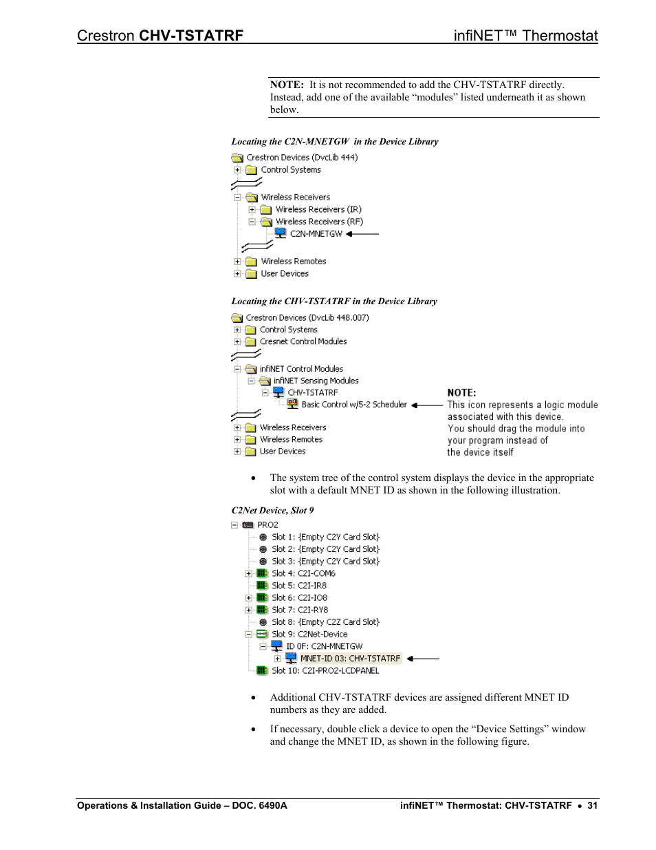 Crestron chv-tstatrf infinet™ thermostat | Crestron electronic CHV-TSTATRF User Manual | Page 35 / 48
