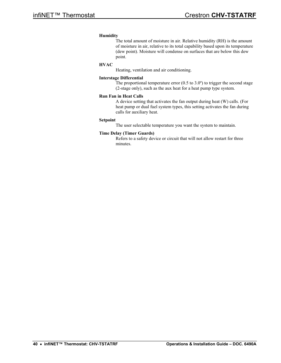 Infinet™ thermostat crestron chv-tstatrf | Crestron electronic CHV-TSTATRF User Manual | Page 44 / 48