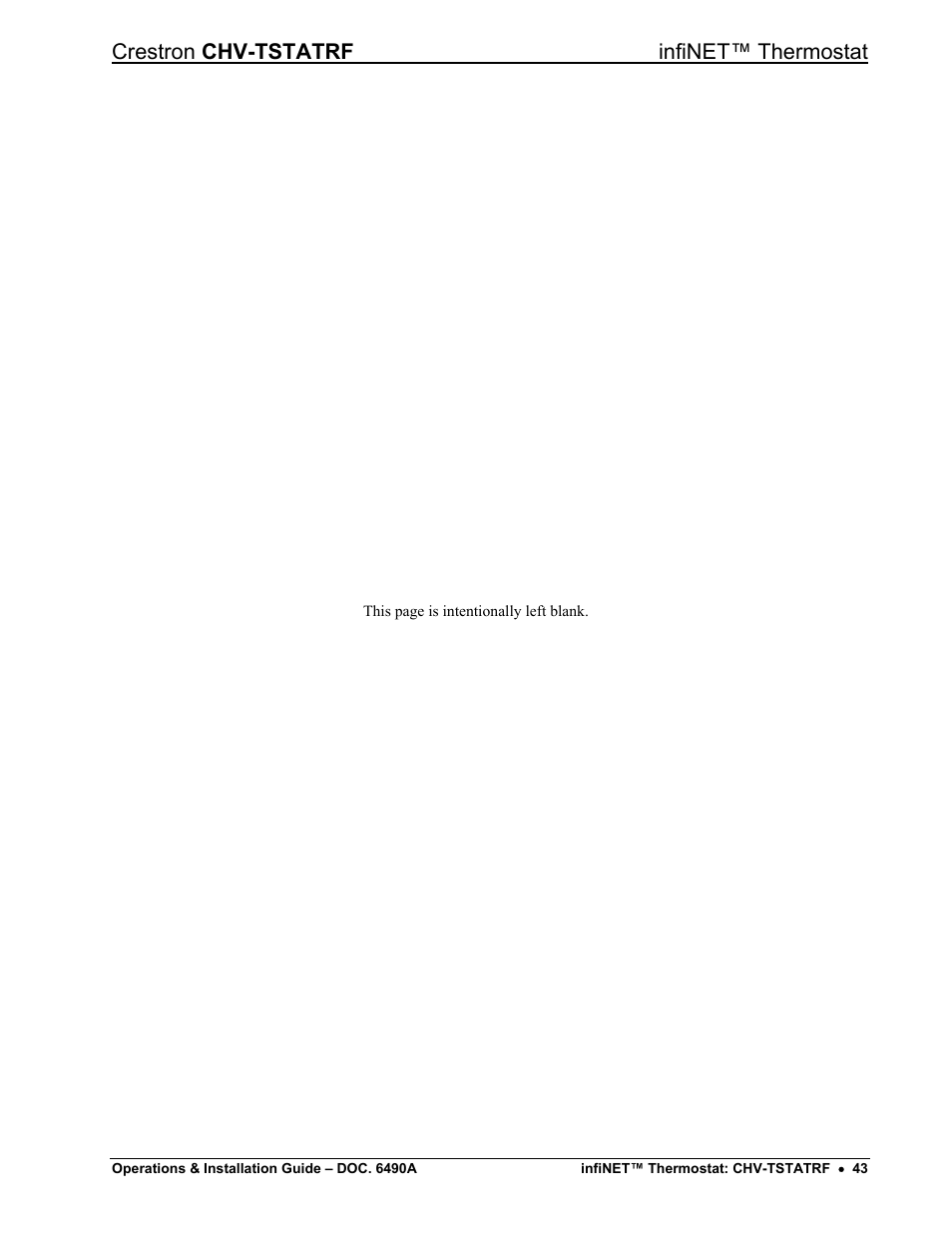 Crestron chv-tstatrf infinet™ thermostat | Crestron electronic CHV-TSTATRF User Manual | Page 47 / 48