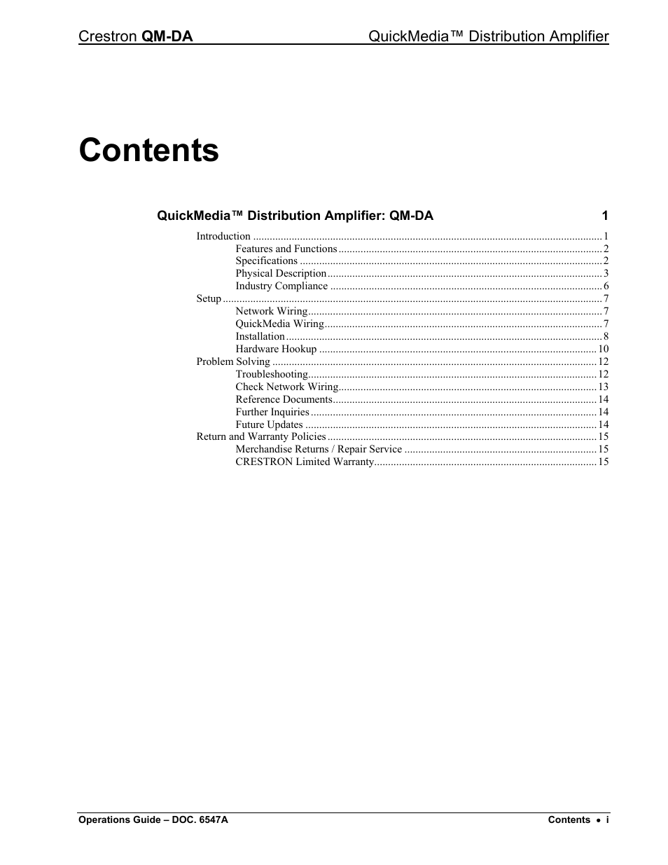 Crestron electronic Manual QM-DA User Manual | Page 3 / 20