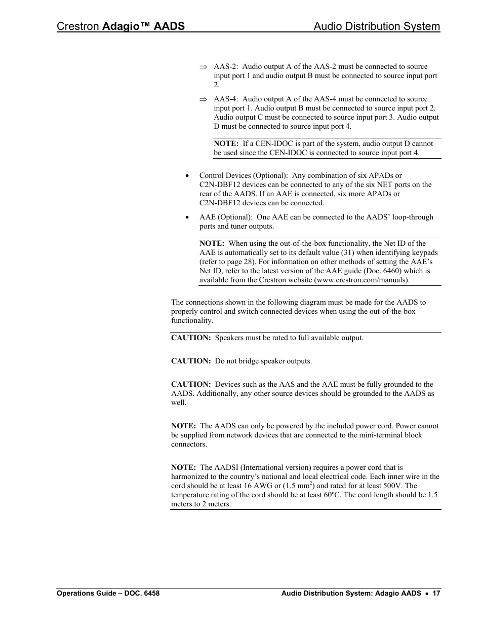 Crestron adagio™ aads audio distribution system | Crestron electronic on wall speaker User Manual | Page 21 / 68