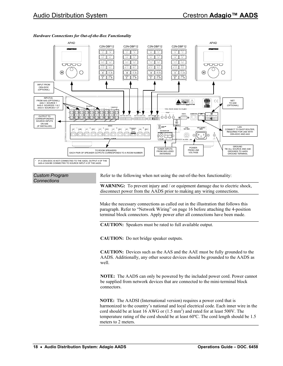 Audio distribution system crestron adagio™ aads | Crestron electronic on wall speaker User Manual | Page 22 / 68