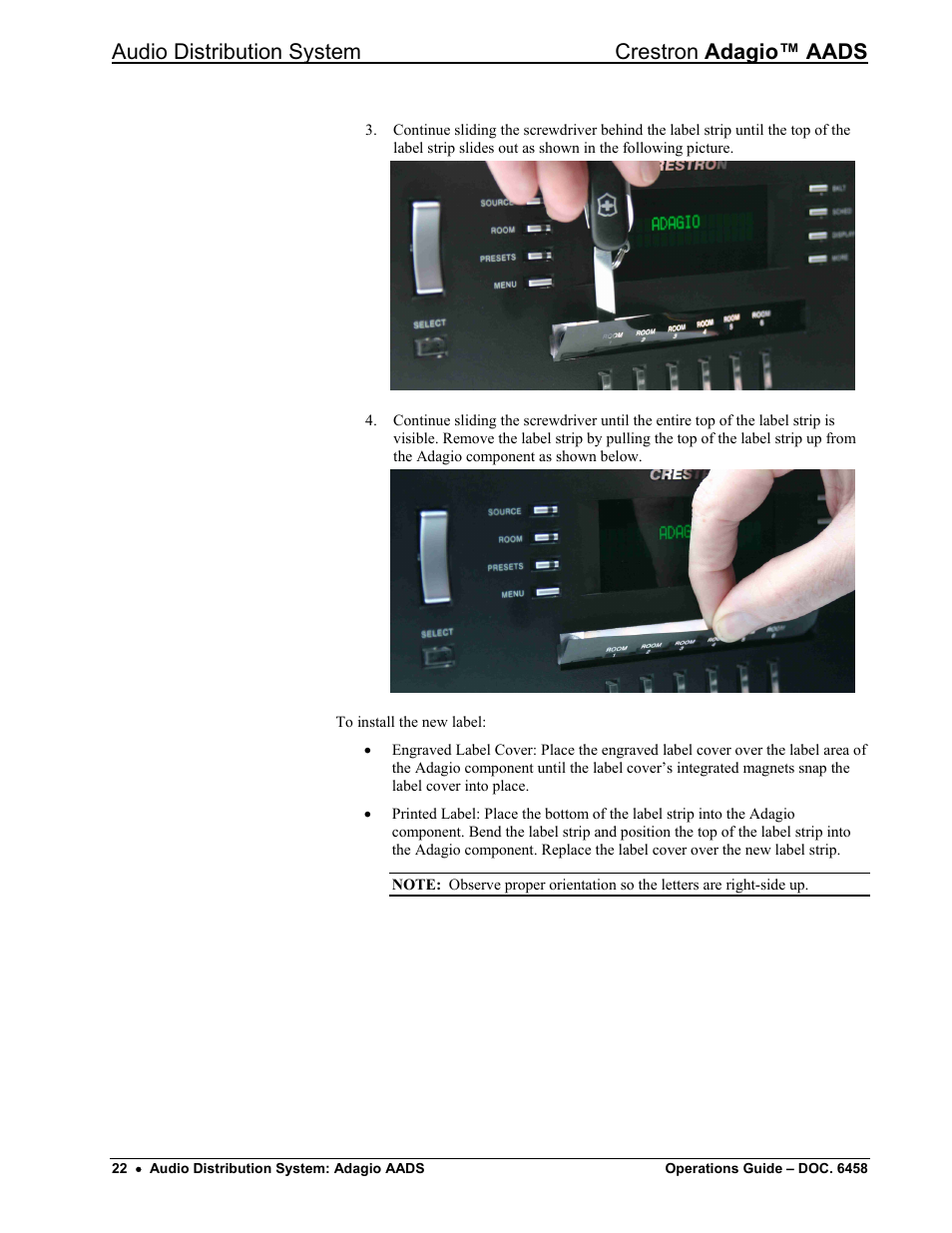 Audio distribution system crestron adagio™ aads | Crestron electronic on wall speaker User Manual | Page 26 / 68