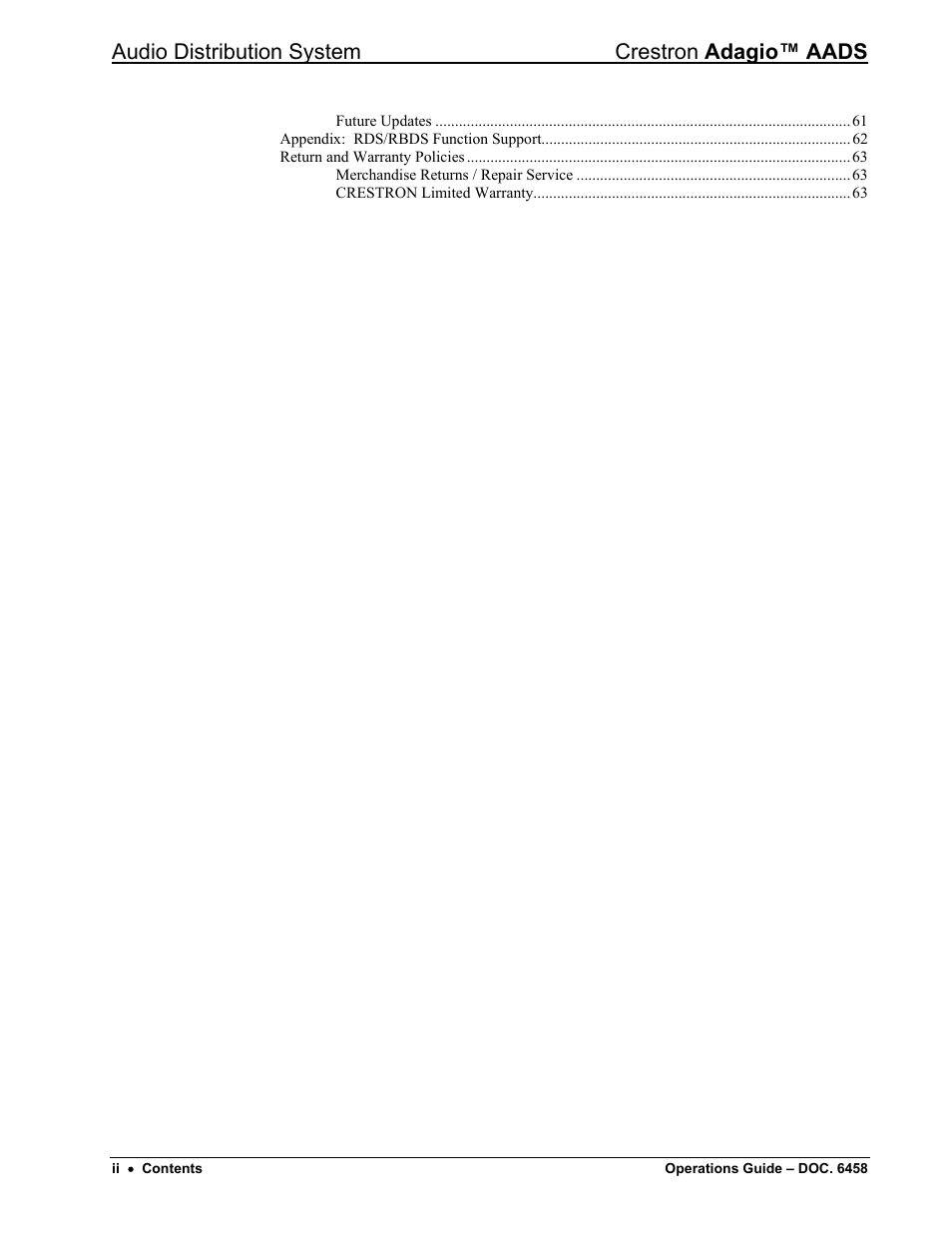 Audio distribution system crestron adagio™ aads | Crestron electronic on wall speaker User Manual | Page 4 / 68