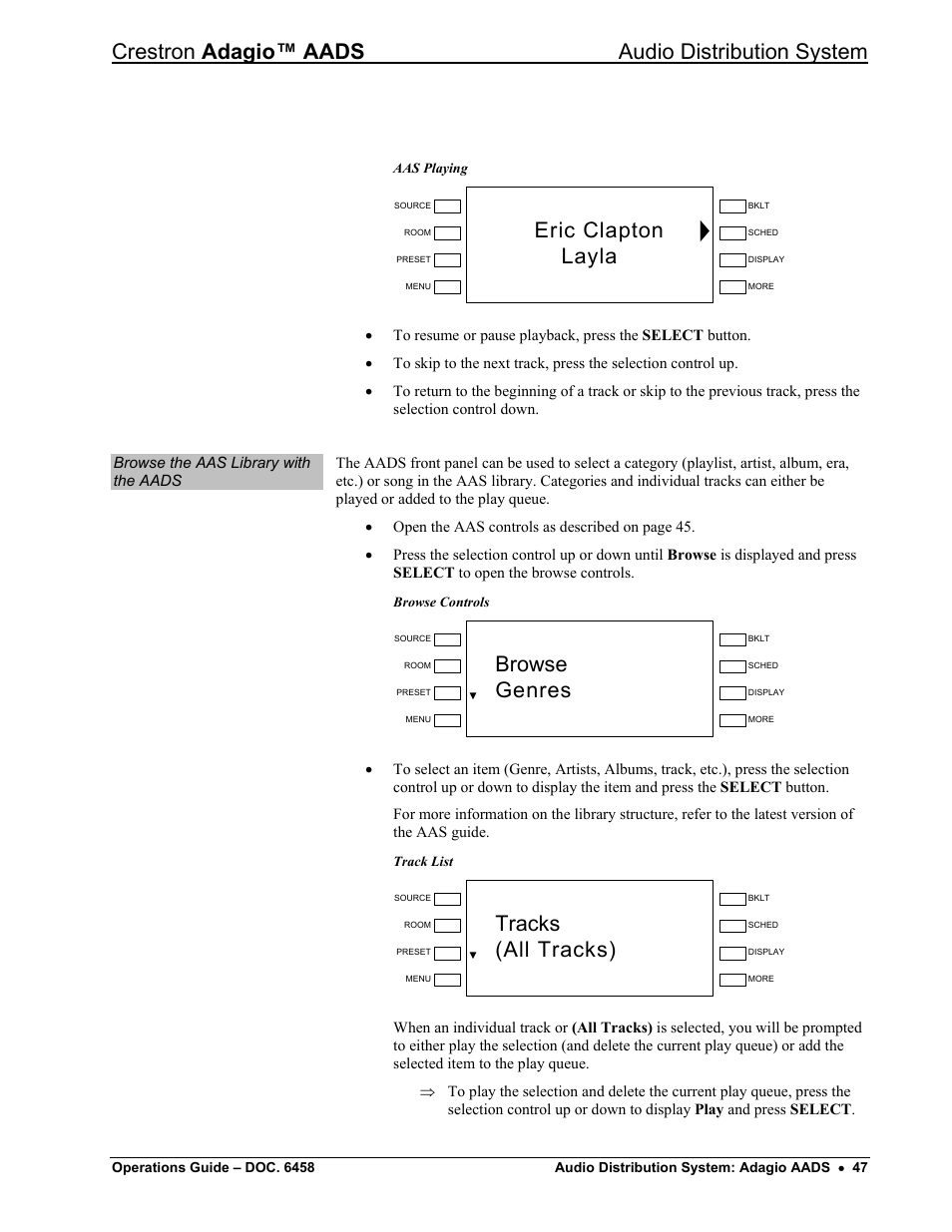 Crestron adagio™ aads audio distribution system, Eric clapton h layla, Browse genres | Tracks (all tracks) | Crestron electronic on wall speaker User Manual | Page 51 / 68