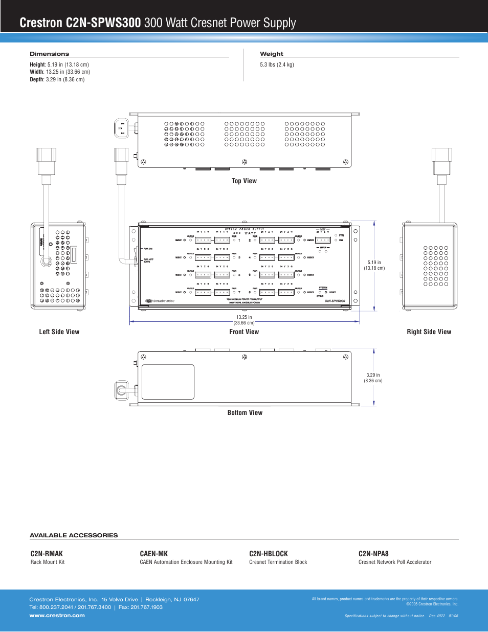 Crestron electronic C2N-SPWS300 User Manual | Page 2 / 2