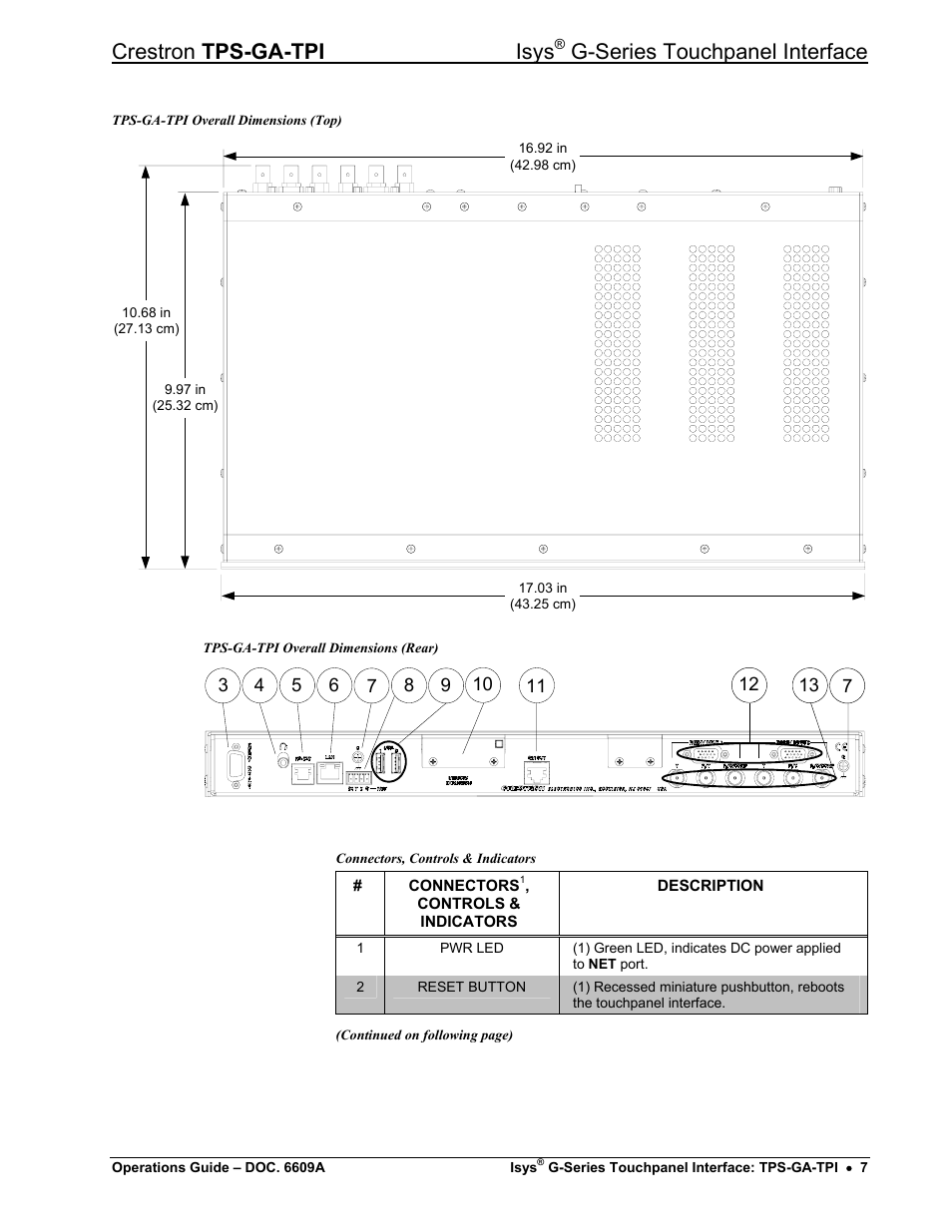 Crestron tps-ga-tpi isys, G-series touchpanel interface | Crestron electronic TPS-GA-TPI User Manual | Page 11 / 56
