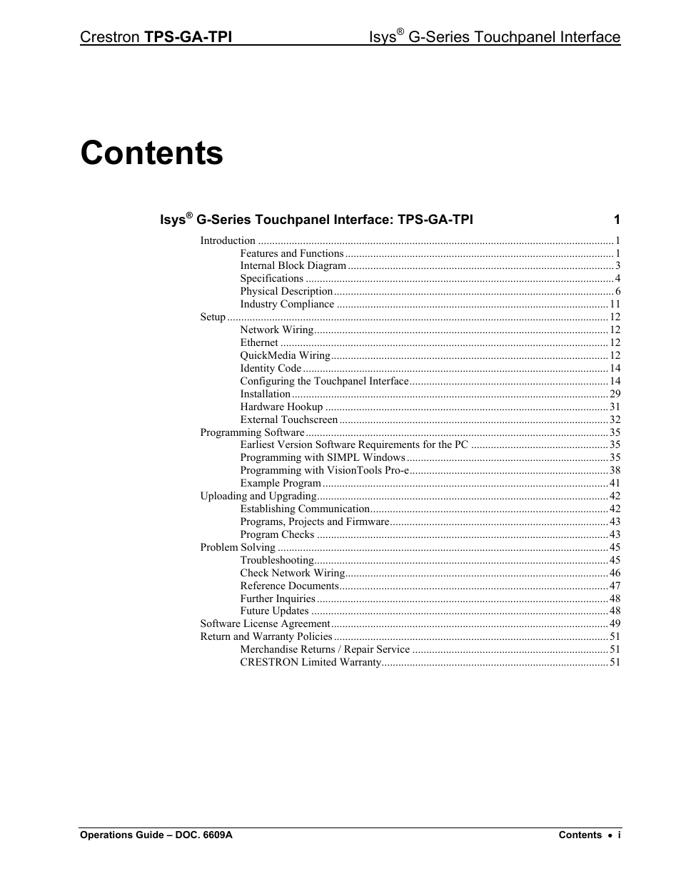 Crestron electronic TPS-GA-TPI User Manual | Page 3 / 56