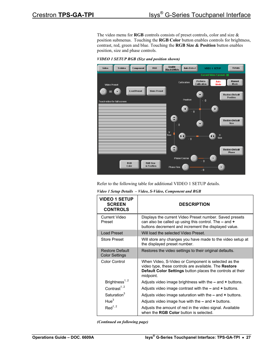 Crestron tps-ga-tpi isys, G-series touchpanel interface | Crestron electronic TPS-GA-TPI User Manual | Page 31 / 56