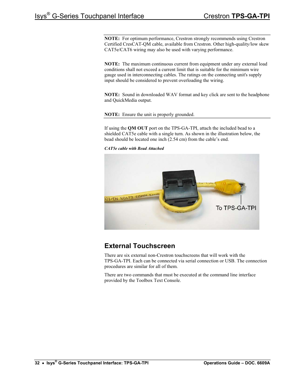 External touchscreen, Isys, G-series touchpanel interface crestron tps-ga-tpi | Crestron electronic TPS-GA-TPI User Manual | Page 36 / 56