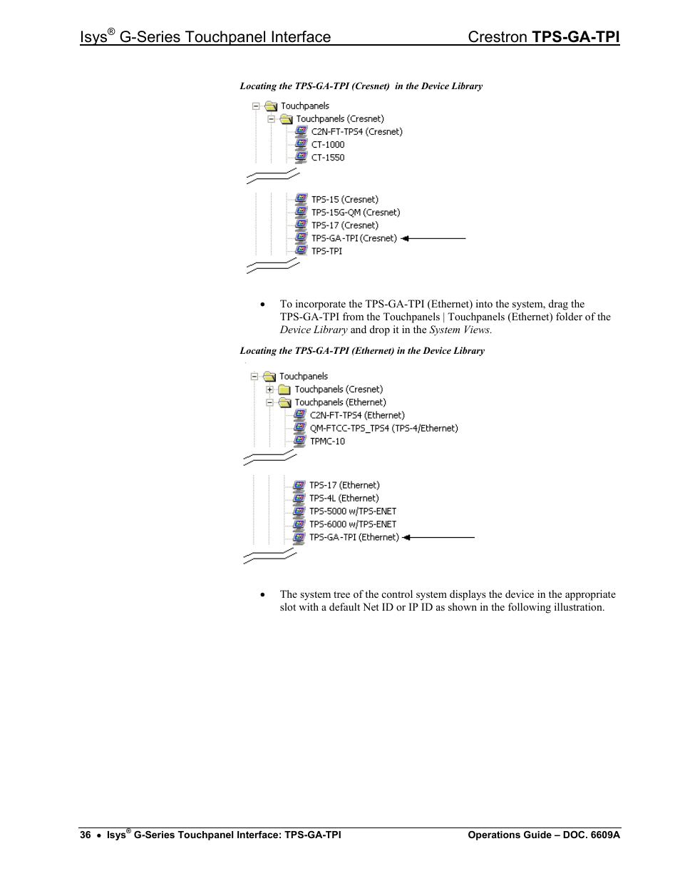 Isys, G-series touchpanel interface crestron tps-ga-tpi | Crestron electronic TPS-GA-TPI User Manual | Page 40 / 56