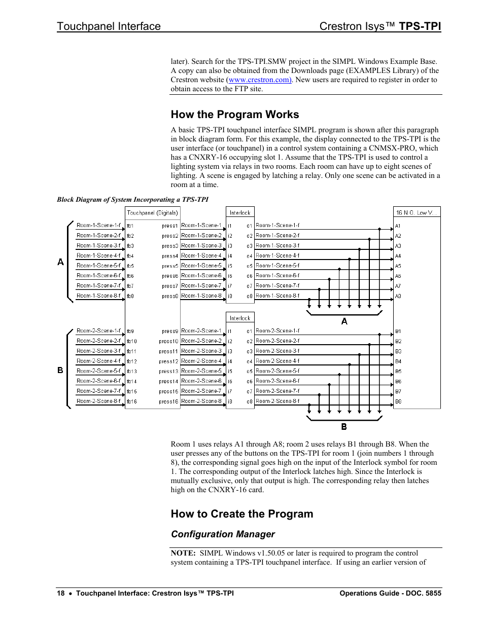 How the program works, How to create the program, Configuration manager | Touchpanel interface crestron isys™ tps-tpi | Crestron electronic TPS-TPI User Manual | Page 22 / 48