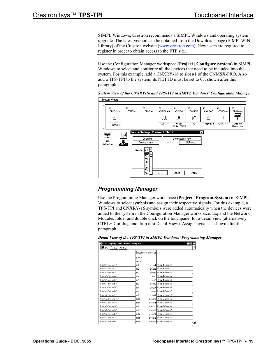 Programming manager, Crestron isys™ tps-tpi touchpanel interface | Crestron electronic TPS-TPI User Manual | Page 23 / 48