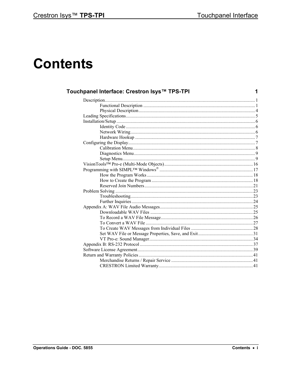 Crestron electronic TPS-TPI User Manual | Page 3 / 48