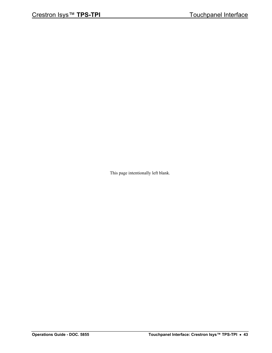 Crestron isys™ tps-tpi touchpanel interface | Crestron electronic TPS-TPI User Manual | Page 47 / 48